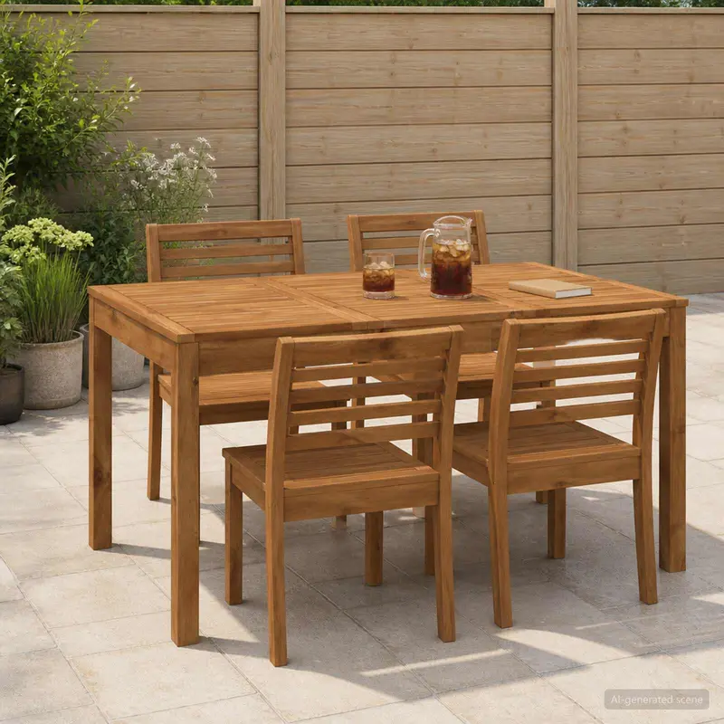Vidaxl tuindiner tafel naturel 141 x 80,5 x 75 cm massief acaciahout