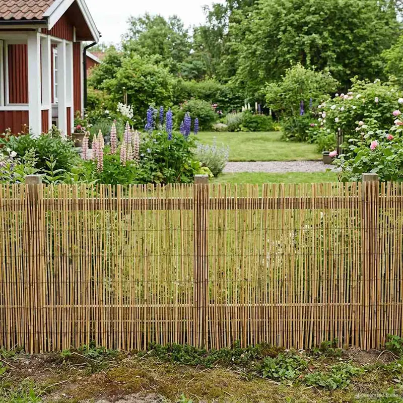 Vidaxl tuinhek geë carboniseerd 400 x 100 cm riet