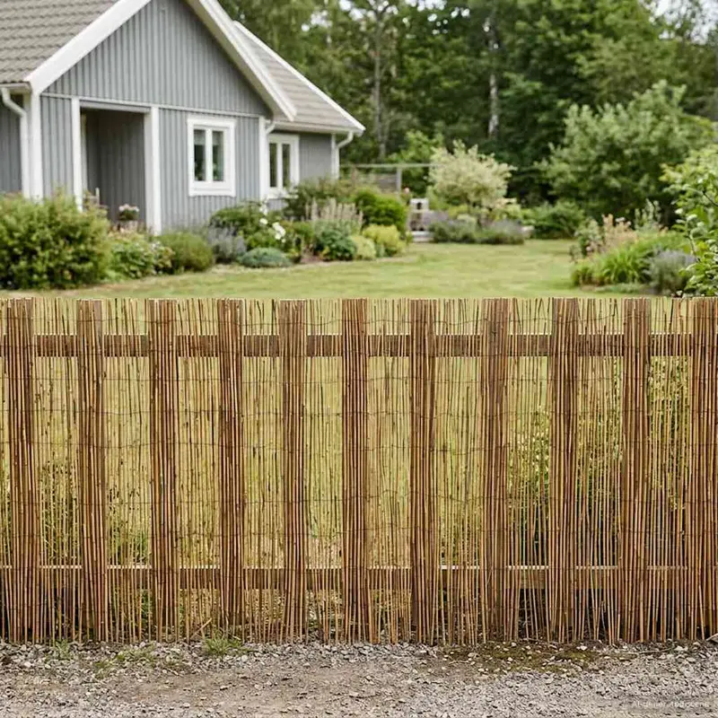 Vidaxl tuinhek geë carboniseerd 500 x 90 cm riet