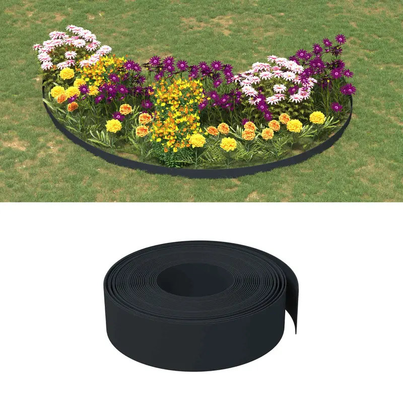 Vidaxl tuinkanten 25 m 15 cm pe zwart