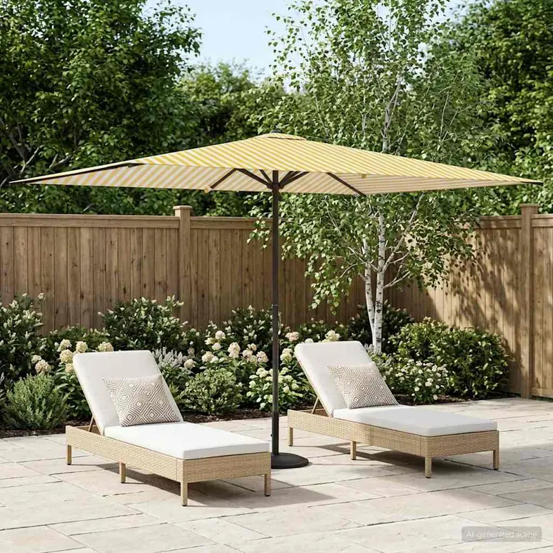 Vidaxl tuinparasol 200 x 300 cm polyester rechthoekig geel en wit
