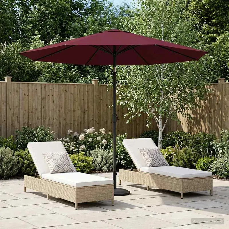 Vidaxl tuinparasol 230 x 230 cm polyester rechthoekig bordeaux rood