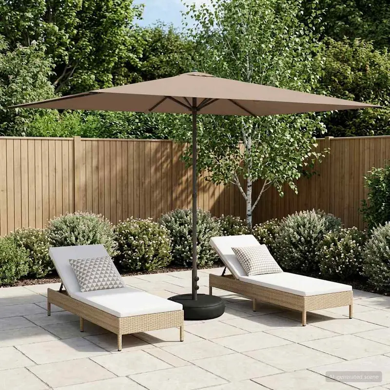Vidaxl tuinparasol met basis 200 x 300 cm polyester rechthoekig taupe