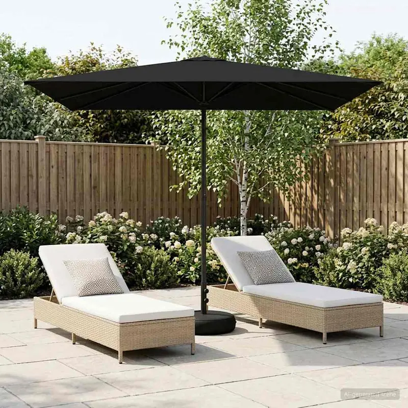 Vidaxl tuinparasol met basis 200 x 300 cm polyester rechthoekig zwart