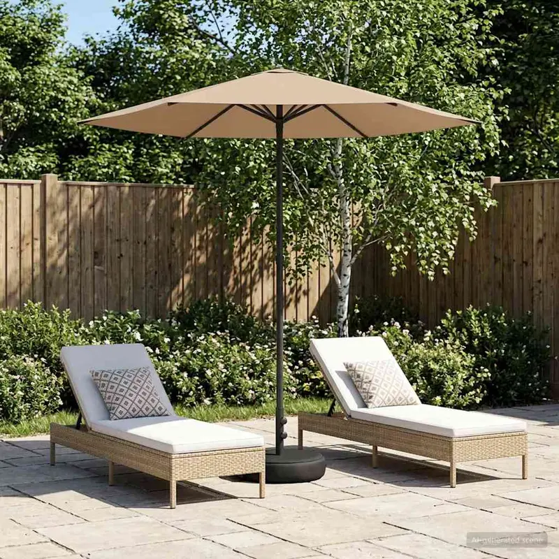 Vidaxl tuinparasol met basis 230 x 230 cm polyester rechthoekig taupe