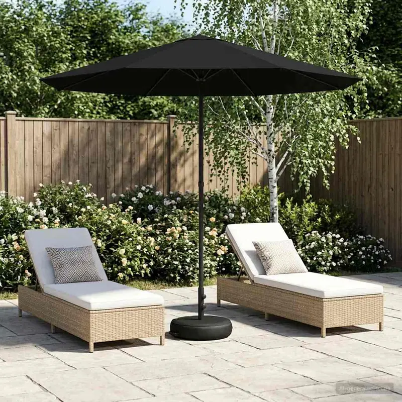 Vidaxl tuinparasol met basis 230 x 230 cm polyester rechthoekig zwart