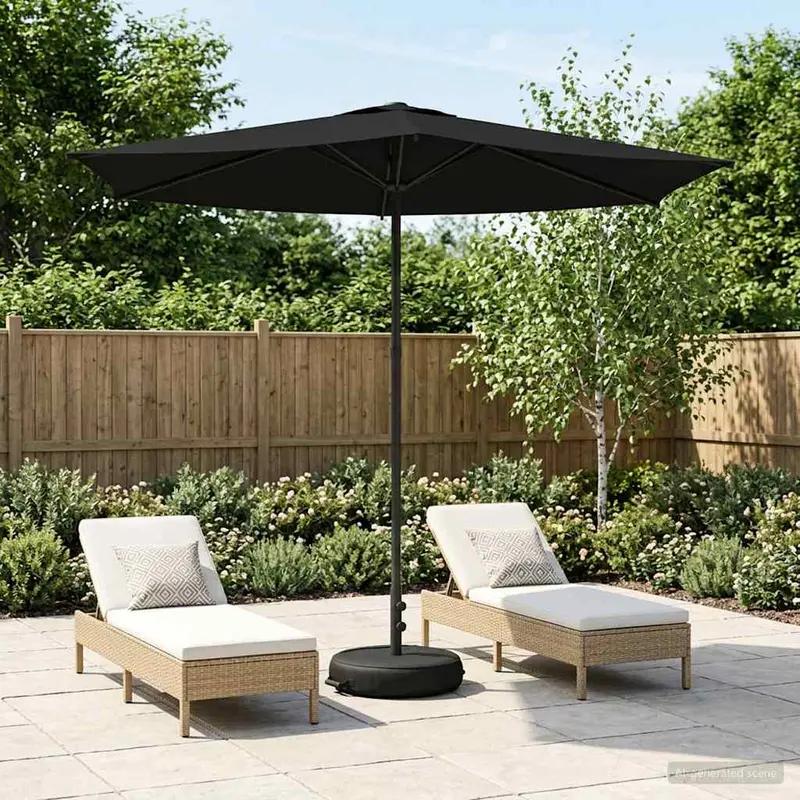 Vidaxl tuinparasol met basis 270 x 270 cm polyester rechthoekig zwart