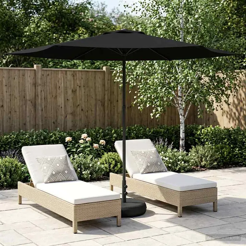 Vidaxl tuinparasol met basis 300 x 300 cm polyester rechthoekig zwart