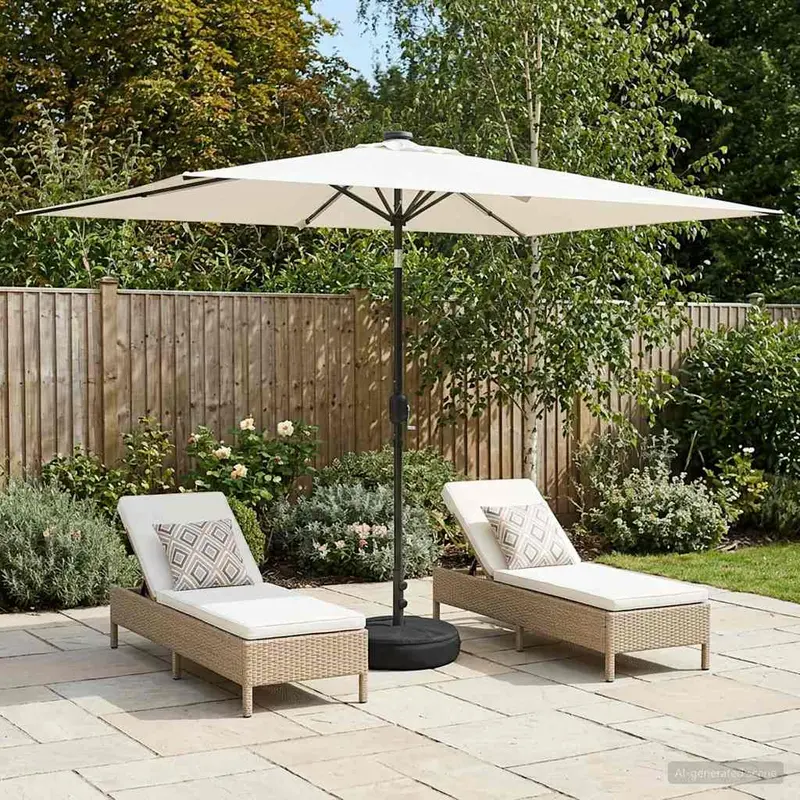 Vidaxl tuinparasol met led-lampen en voet 200 x 300 cm polyester
