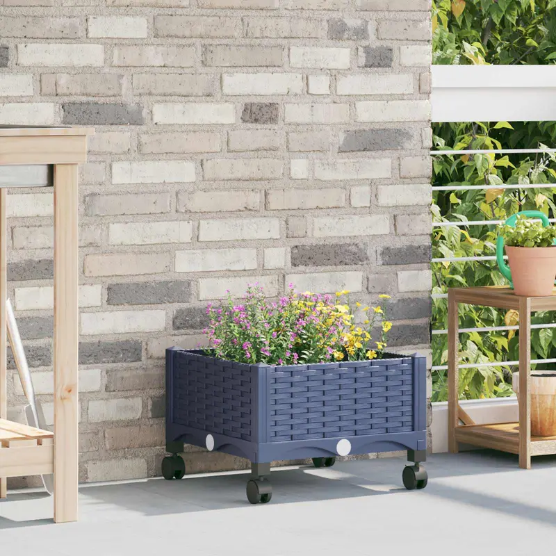 Vidaxl tuinschaal met wielen blauw grijs 40 x 40 x 33 cm pp