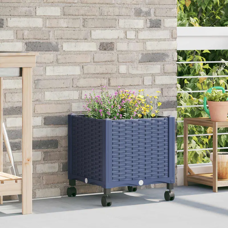 Vidaxl tuinschaal met wielen blauw grijs 40 x 40 x 48 cm pp