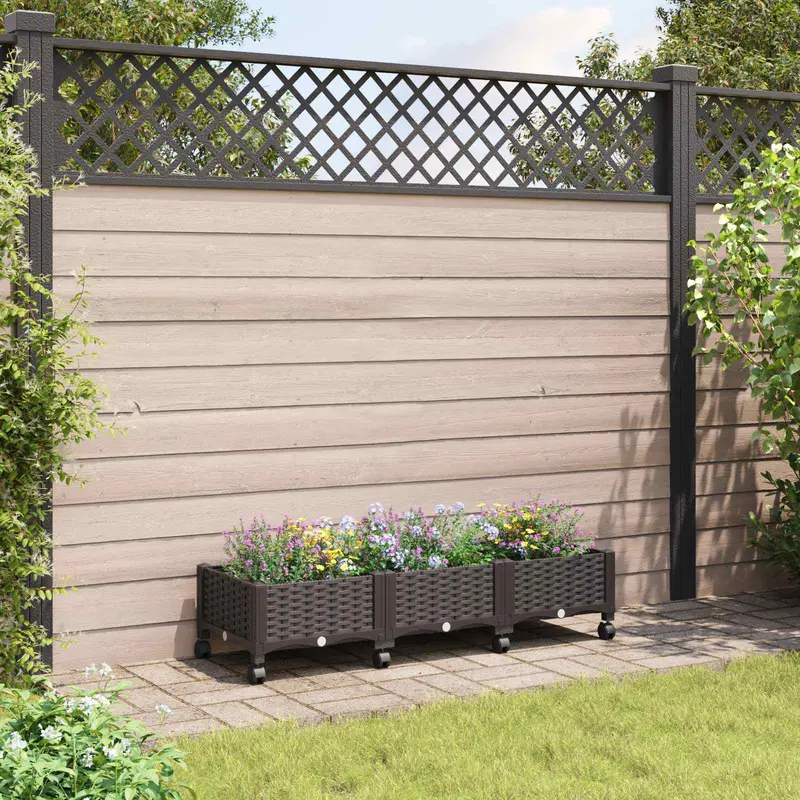 Vidaxl tuinschaal met wielen bruin 120 x 40 x 29 cm pp