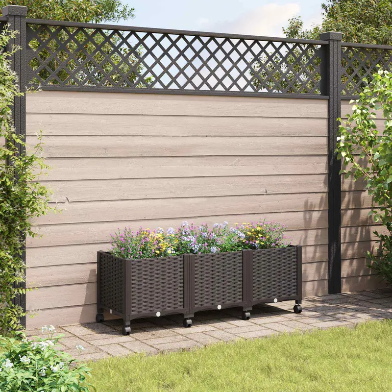 Vidaxl tuinschaal met wielen bruin 120 x 40 x 44 cm pp
