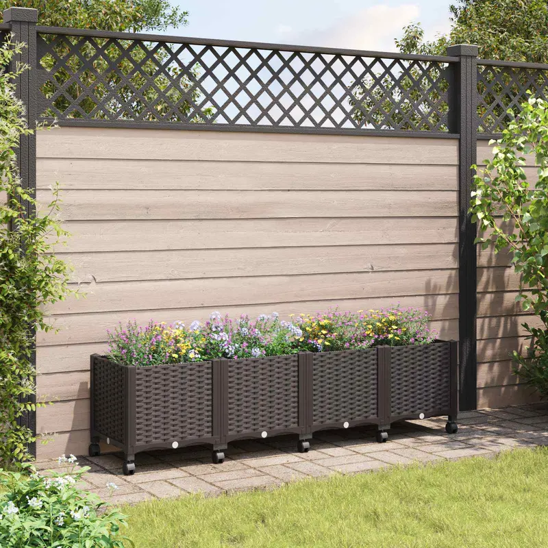 Vidaxl tuinschaal met wielen bruin 160 x 40 x 44 cm pp