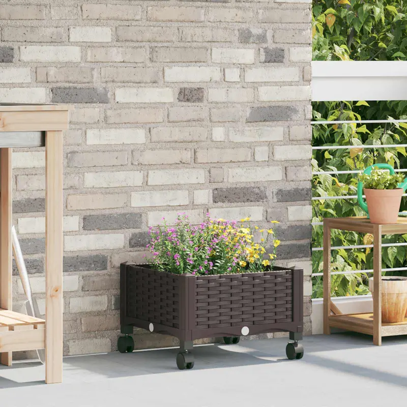 Vidaxl tuinschaal met wielen bruin 40 x 40 x 29 cm pp