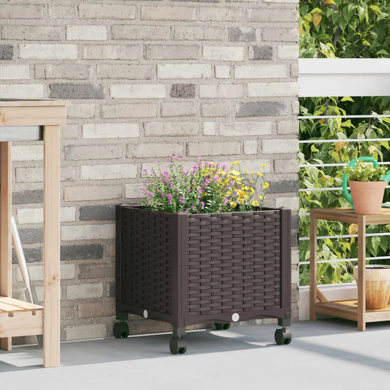 Vidaxl tuinschaal met wielen bruin 40 x 40 x 44 cm pp