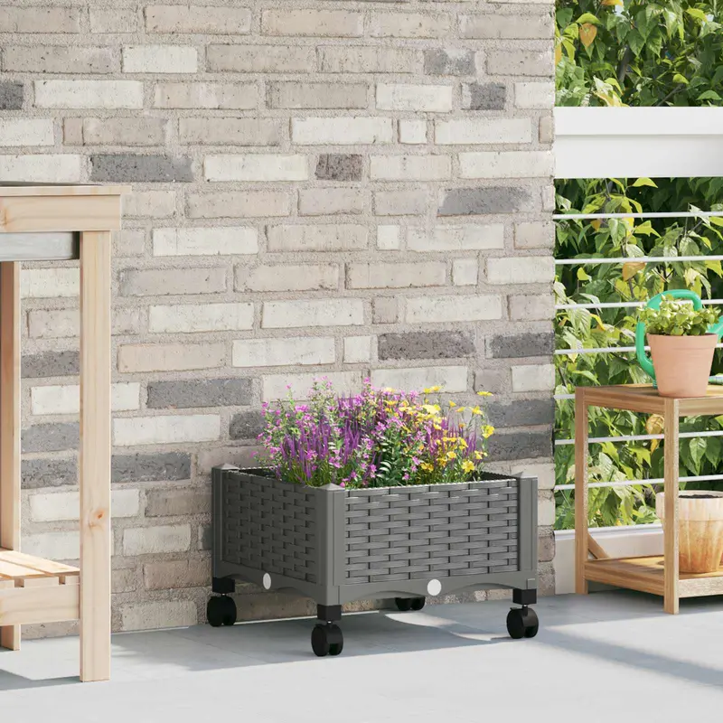 Vidaxl tuinschaal met wielen lichtgrijs 40 x 40 x 33 cm pp