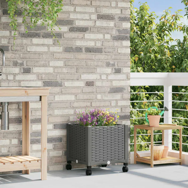 Vidaxl tuinschaal met wielen lichtgrijs 40 x 40 x 48 cm pp