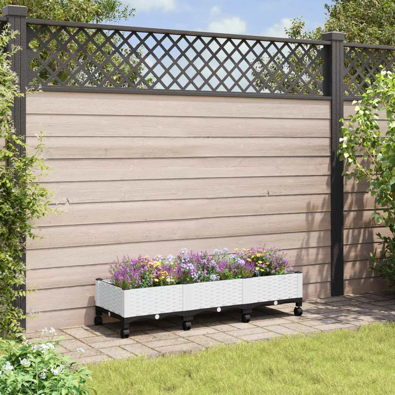 Vidaxl tuinschaal met wielen wit 120 x 40 x 33 cm pp