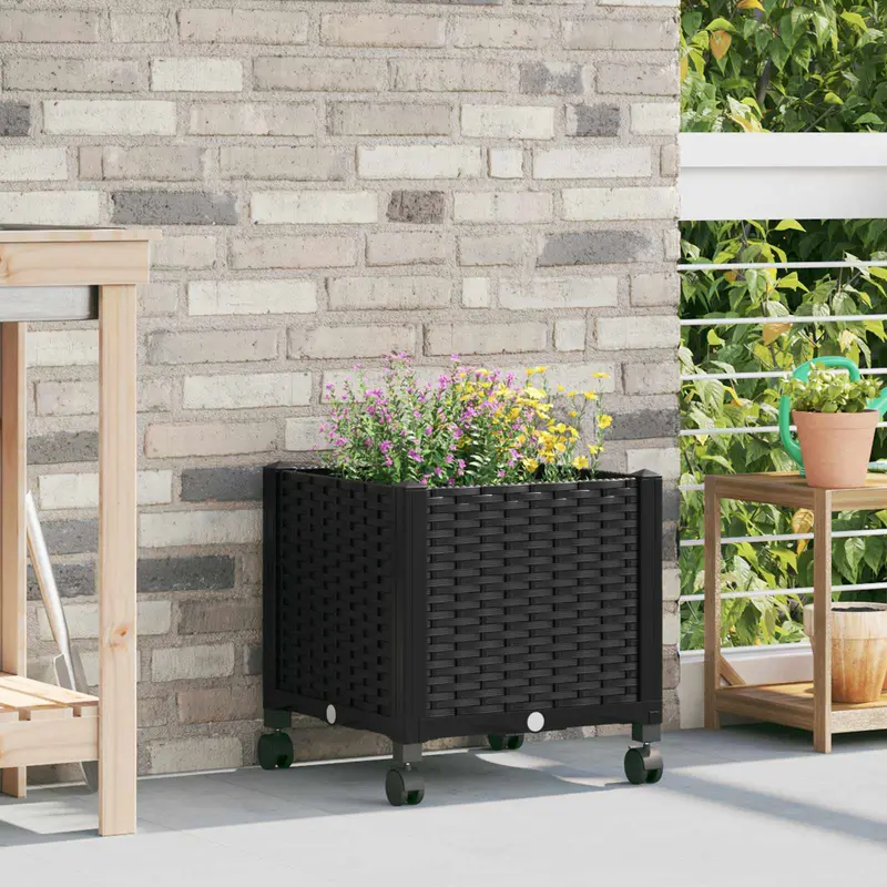 Vidaxl tuinschaal met wielen zwart 40 x 40 x 44 cm pp