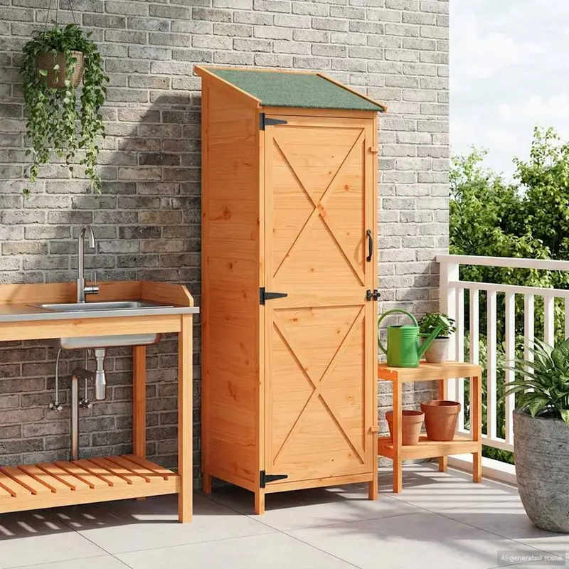 Vidaxl tuinschuur bruin 59,5 x 56 x 176,5 cm massief vurenhout