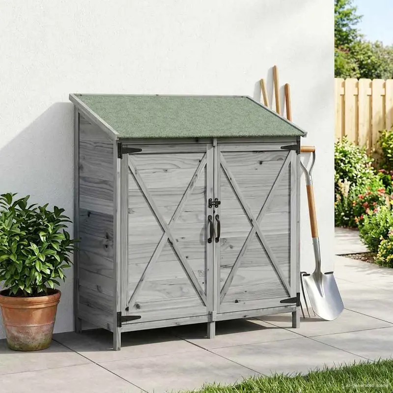 Vidaxl tuinschuur grijs 106 x 56 x 113,5 cm massief vurenhout