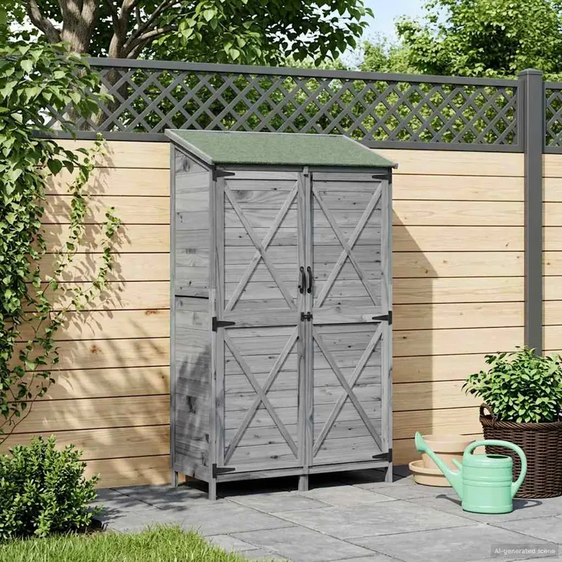 Vidaxl tuinschuur grijs 106 x 56 x 176,5 cm massief vurenhout