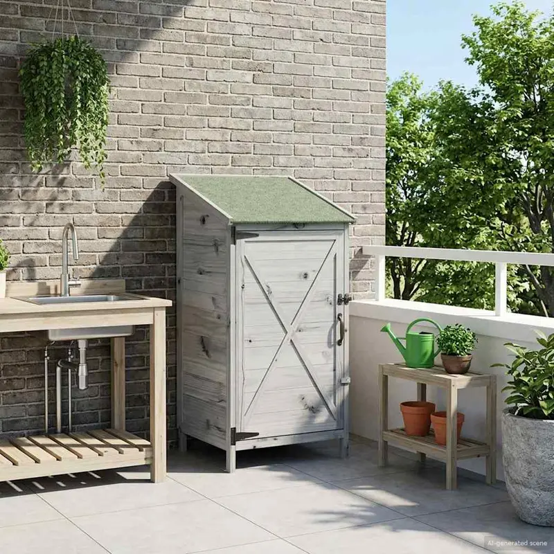 Vidaxl tuinschuur grijs 59,5 x 56 x 113,5 cm massief vurenhout