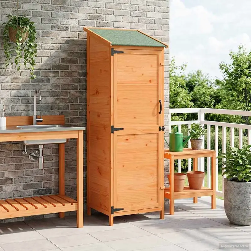 Vidaxl tuinschuur met dak bruin 59,5 x 56 x 176,5 cm massief vurenhout
