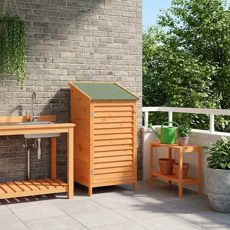 Vidaxl tuinschuur met dak bruin 59 x 56 x 113,5 cm massief vurenhout