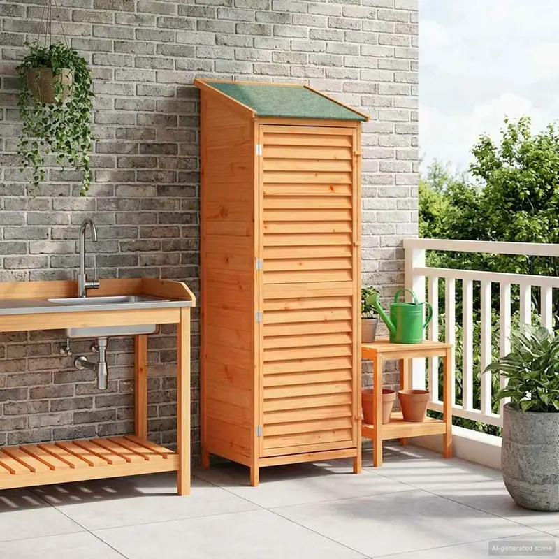 Vidaxl tuinschuur met dak bruin 59 x 56 x 176 cm massief vurenhout