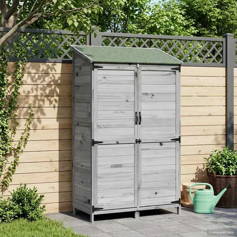 Vidaxl tuinschuur met dak grijs 106,5 x 56 x 176 cm massief vurenhout