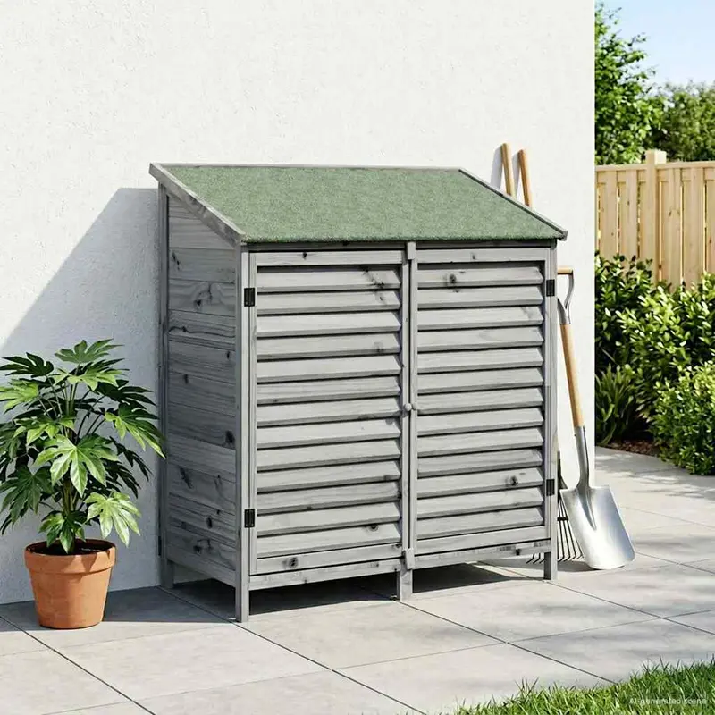 Vidaxl tuinschuur met dak grijs 106 x 56 x 113,5 cm massief vurenhout