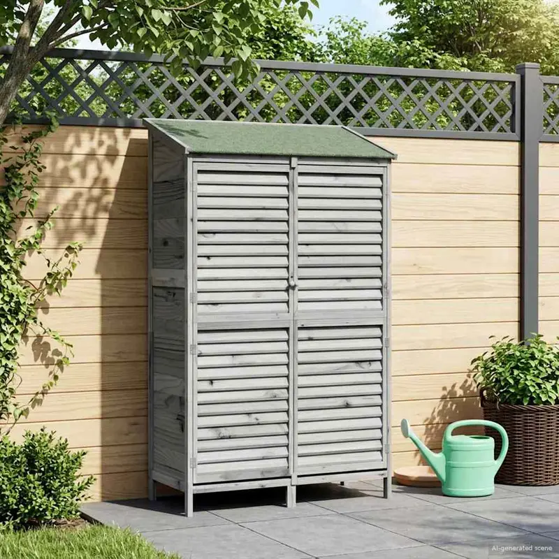 Vidaxl tuinschuur met dak grijs 106 x 56 x 176,5 cm massief vurenhout