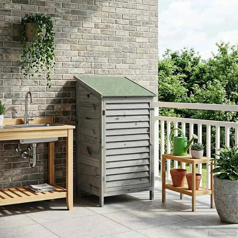 Vidaxl tuinschuur met dak grijs 59 x 56 x 113,5 cm massief vurenhout