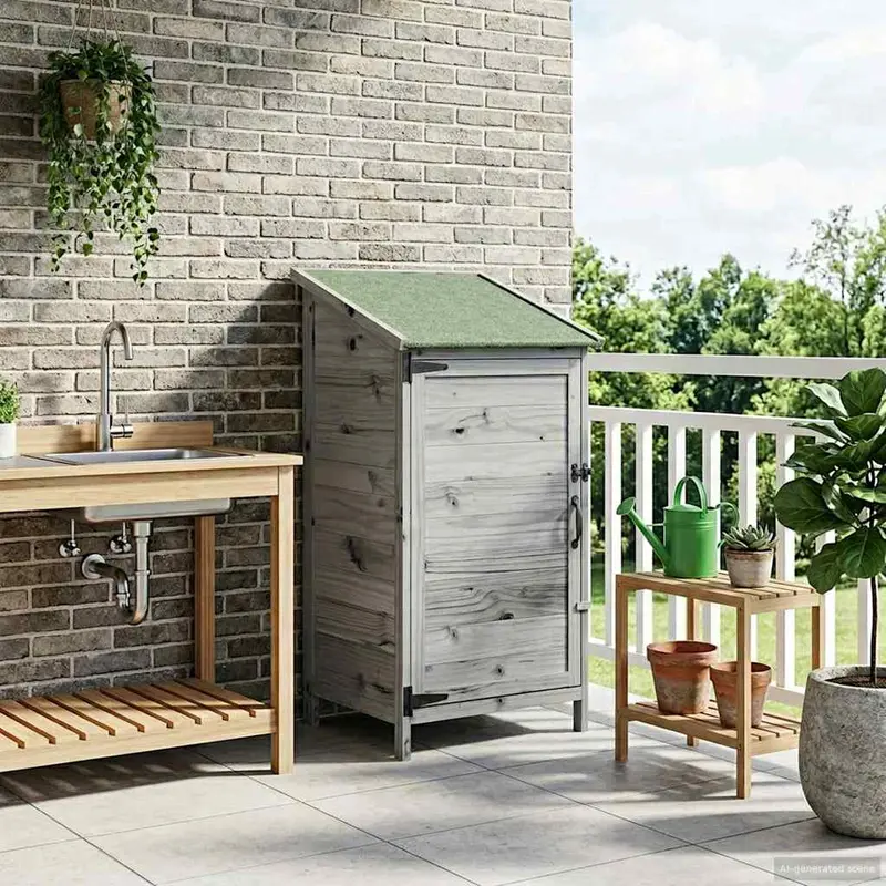 Vidaxl tuinschuur met dak grijs 59 x 56 x 113,5 cm massief vurenhout