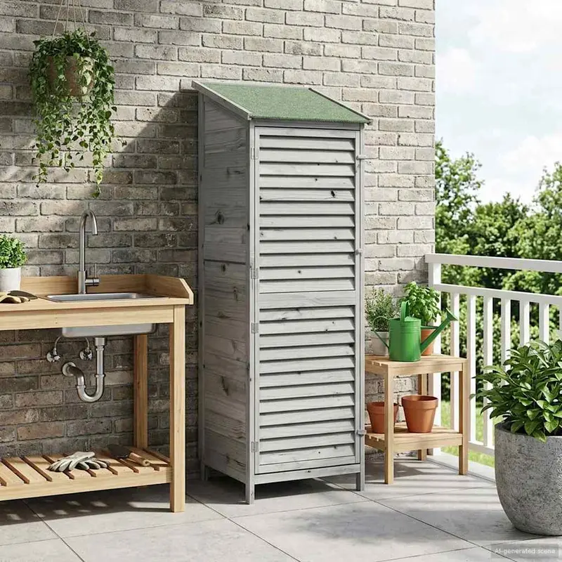 Vidaxl tuinschuur met dak grijs 59 x 56 x 176 cm massief vurenhout