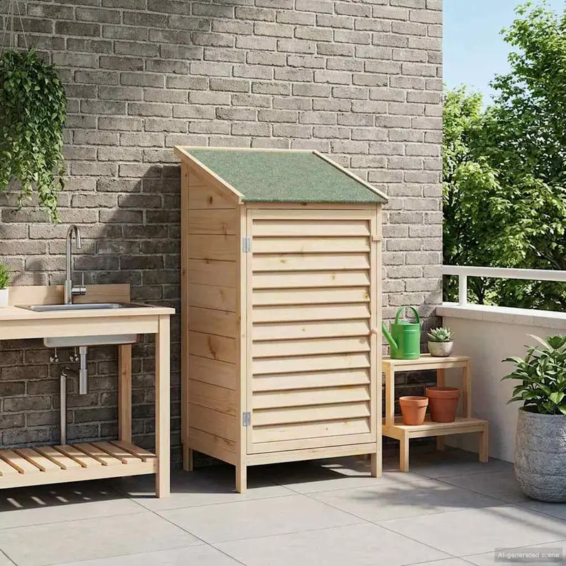 Vidaxl tuinschuur met dak naturel 59 x 56 x 113,5 cm massief vurenhout