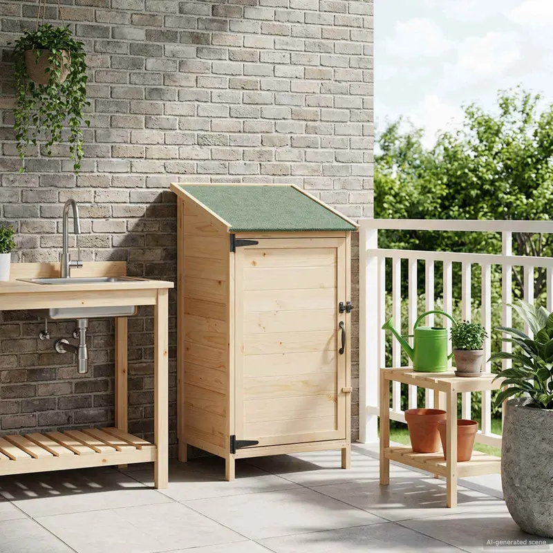 Vidaxl tuinschuur met dak naturel 59 x 56 x 113,5 cm massief vurenhout