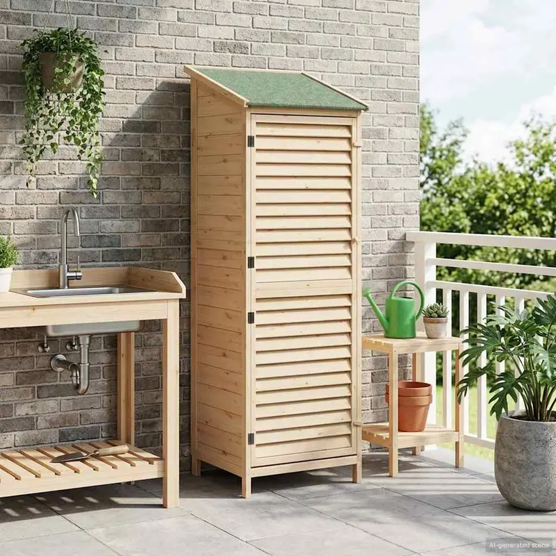 Vidaxl tuinschuur met dak naturel 59 x 56 x 176 cm massief vurenhout