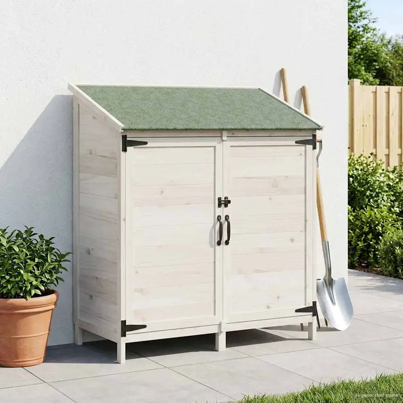 Vidaxl tuinschuur met dak wit 106,5 x 56 x 113,5 cm massief vurenhout