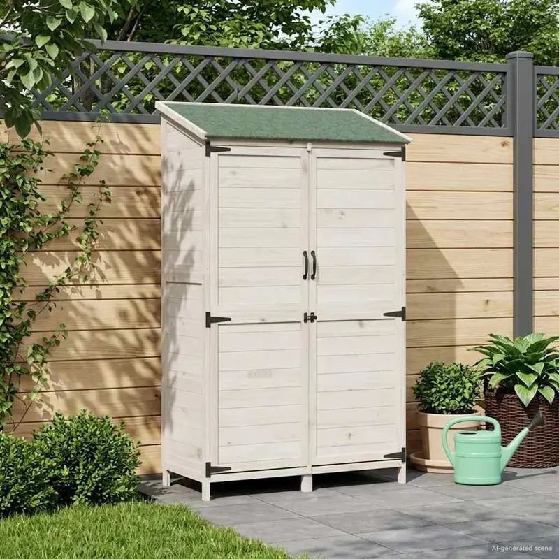 Vidaxl tuinschuur met dak wit 106,5 x 56 x 176 cm massief vurenhout