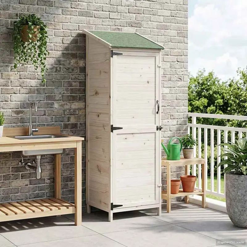 Vidaxl tuinschuur met dak wit 59,5 x 56 x 176,5 cm massief vurenhout