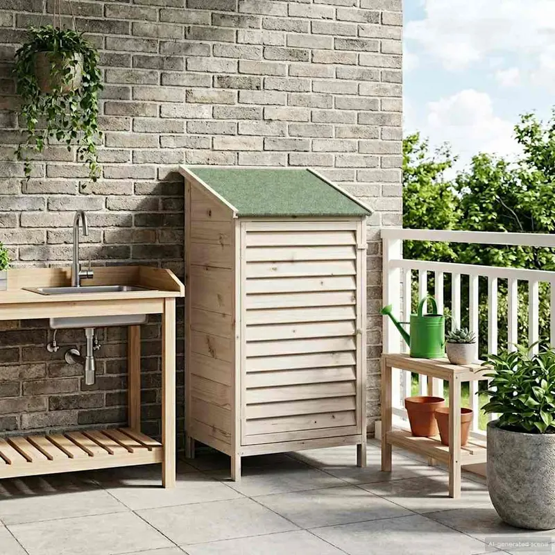 Vidaxl tuinschuur met dak wit 59 x 56 x 113,5 cm massief vurenhout