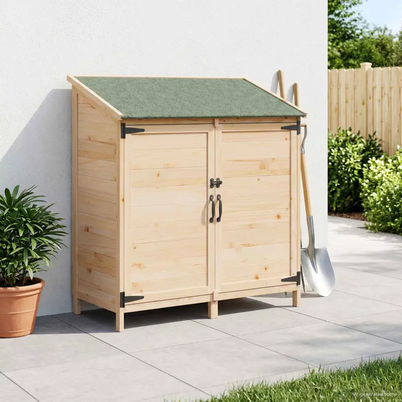 Vidaxl tuinschuur naturel 106,5 x 56 x 113,5 cm massief vurenhout