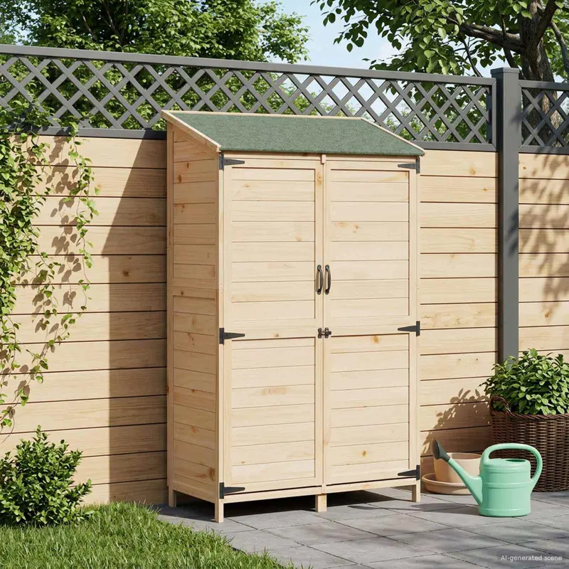 Vidaxl tuinschuur naturel 106,5 x 56 x 176 cm massief vurenhout