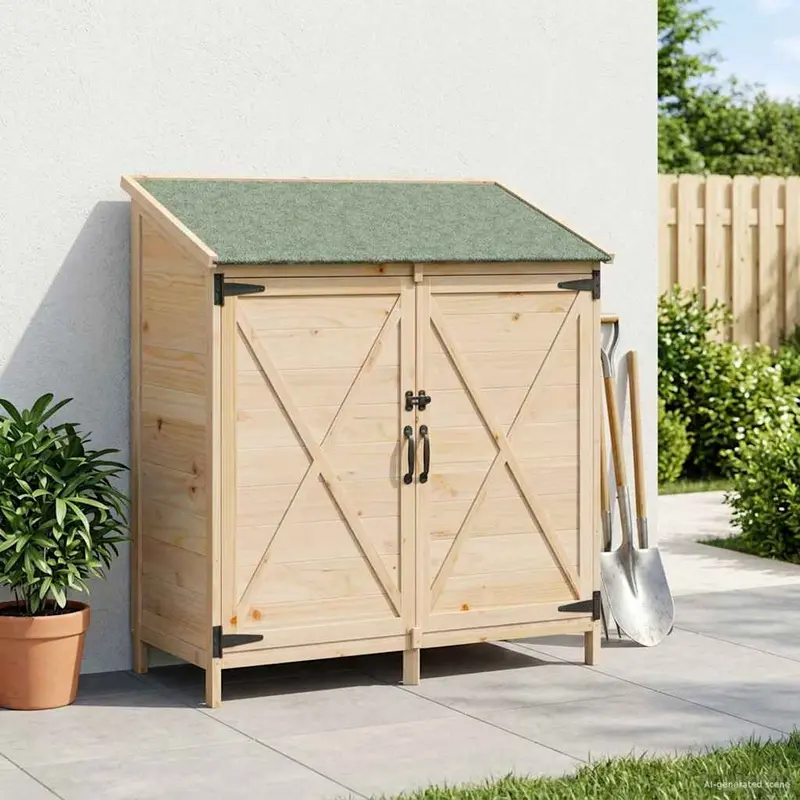Vidaxl tuinschuur naturel 106 x 56 x 113,5 cm massief vurenhout