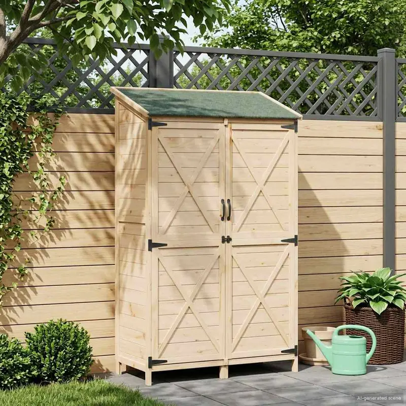 Vidaxl tuinschuur naturel 106 x 56 x 176,5 cm massief vurenhout