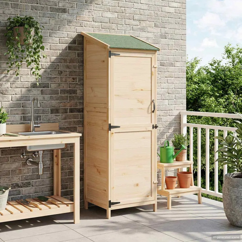 Vidaxl tuinschuur naturel 59,5 x 56 x 176,5 cm massief vurenhout