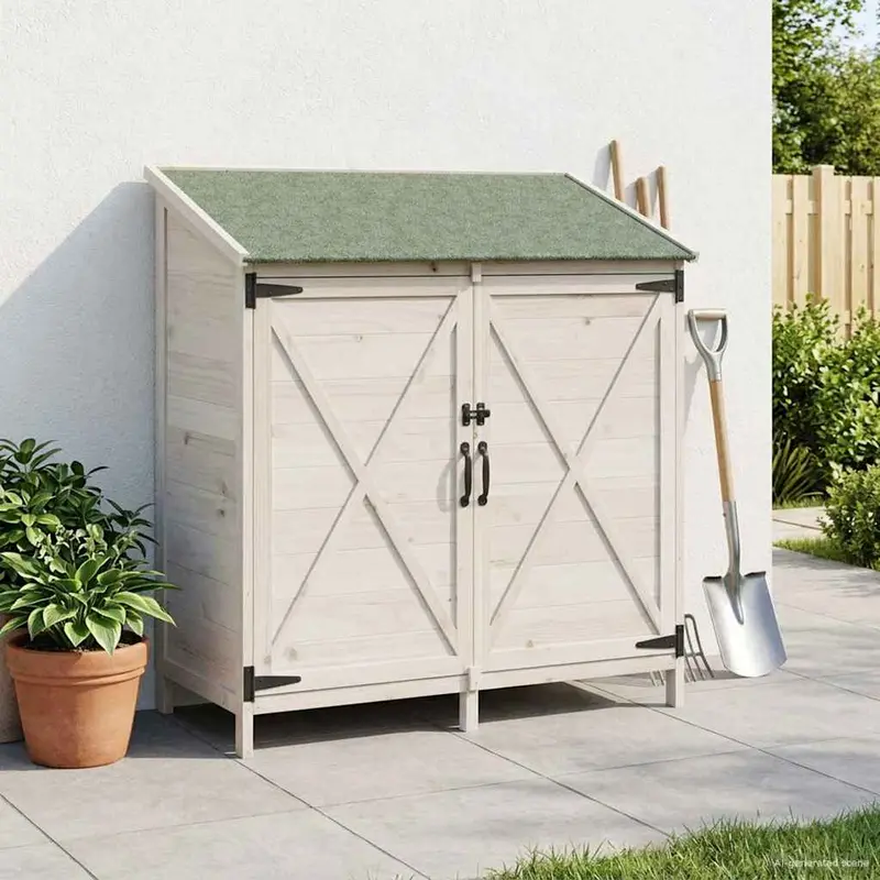 Vidaxl tuinschuur wit 106 x 56 x 113,5 cm massief vurenhout